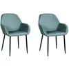 Image de Giulia Fauteuil velours côtelé bleu cadet - Lot de 2