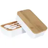Image de Lunch Box 2 Niveaux Effet Bambou 18cm Blanc