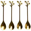 Image de Lot de 4 Cuillères à Café Feuille 11cm Or