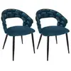Image de Lot de 2 chaises repas 62x54x83 cm en velours bleu canard - TREZI