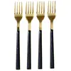 Image de Lot de 4 Fourchettes à Dessert en Inox Charlotte 15cm Noir & Or