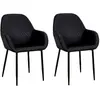 Image de Lot de 2 Fauteuils de table Giulia effet velours - Noir