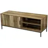 Image de Meuble TV Joya avec 1 porte et 2 niches de rangement - Bois foncé et noir
