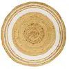 Image de Tapis rond en Jute et coton - Imprimé Blanc - Diamètre 90 cm