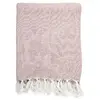 Image de Plaid imprimé géométrique avec franges nouées - 125x150cm - Rose