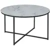 Image de Table basse ronde en verre effet marbre - Diam. 80 cm - Blanc et Noir