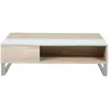 Image de Table basse en verre et MDF avec plateaux relevable - Beige