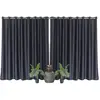 Image de Lot de 2 grands Rideaux unis occultants avec oeillets - 300 x 240 cm - Noir