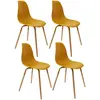 Image de Lot de 4 Chaises scandinave Phenix en polypropylène et métal - Jaune Moutarde