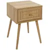 Image de Table de chevet Bali avec 1 tiroir en rotin et panneaux de particules - Beige