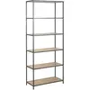 Image de Grande Bibliothèque droite 5 niveaux en MDF et Métal - Noir et Beige