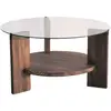 Image de Table basse ronde en verre et panneaux de particules - Diam. 75cm H. 40cm - Marron