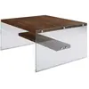 Image de Table basse carrée 1 étagère en bois de pin et sa structure en verre - Marron