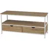 Image de Meuble TV Casa Blanca en Panneaux de particules et Métal 2 tiroirs - L.120 cm x H.57 cm - Beige et Blanc