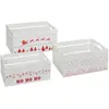 Image de Lot de 3 cagettes de Noël en bois - L. 40 x P. 25 x H. 20 cm - Blanc
