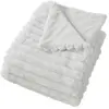 Image de Plaid SELA imitiation fourrure côtélée et flanelle - 150 x 125 cm - Blanc