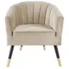 Image de Fauteuil 1 place en polyester effet velours - Beige