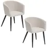 Image de Lot de 2 fauteuils de table Aubin en tissu effet matelassé - Beige
