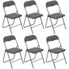 Image de Lot de 6 chaises pliantes effet velours - Gris clair