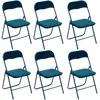 Image de Lot de 6 chaises pliantes effet velours - Bleu