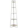 Image de Etagère d'angle 5 niveaux en bois et métal EDISON - Blanc et marron