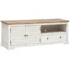 Image de Meuble TV 2 portes et 1 tiroir en bois OLBIA - Blanc et beige