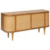 Image de Buffet 4 portes en bois et rotin KISCO - Marron