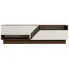Image de Meuble TV 2 portes basculantes effet bois ELIOTT - Marron et blanc