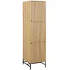 Image de Armoire 2 portes et 2 étagères effet tasseaux BAÏKAL - Beige