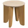 Image de Table d'appoint ronde avec plateau effet travertin LIMA - Marron
