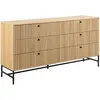 Image de Commode rectangulaire 6 tiroirs effet tasseaux BAÏKAL - Beige