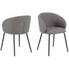 Image de Lot de 2 chaises en tissu avec accoudoirs SÖREN - Gris brun avec pieds noirs