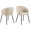 Image de Lot de 2 chaises en tissu avec accoudoirs SÖREN - Beige avec pieds noirs