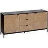 Image de Buffet 2 portes et 3 tiroirs en bois et métal CHEVRONS - Beige et noir