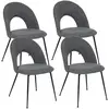 Image de Lot de 4 chaises pieds métal assise tissu RAVEN - Gris