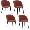 Image de Lot de 4 chaises en velours côtelé CELESTE - Terracotta