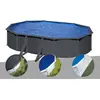 Image de Kit piscine acier gris anthracite Gré Louko ovale 6,34 x 3,99 x 1,22 m + Bâche d'hivernage + Bâche à bulles + Tapis de sol