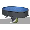 Image de Kit piscine acier gris anthracite Gré Juni ovale 5,27 x 3,27 x 1,32 m + Bâche d'hivernage