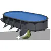 Image de Kit piscine acier gris anthracite Gré Juni ovale 7,44 x 3,99 x 1,32 m + Bâche d'hivernage