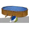 Image de Kit piscine acier aspect bois Gré Pacific ovale 6,34 x 3,99 x 1,22 m + Bâche à bulles
