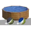 Image de GRE Kit piscine acier Pacific ronde 4,80 x 1,22 m Bois