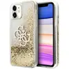 Image de Guess Coque pour iPhone 11 avec Paillettes Flottantes et Logo 4G en Métal Dorée