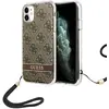 Image de Guess Coque pour iPhone 11 Imprimée 4G avec Dragonne Détachable Marron