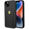Image de Ferrari Coque pour iPhone 14 Plus Antichoc en Cuir Stamp Sides Noir