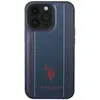 Image de U.S Polo Coque pour iPhone 14 Pro Max Leather Stitch Ultra Résistant Élégant Bleu marine