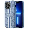 Image de Guess GUHMP14LP4RPSB Coque rigide pour iPhone 14 Pro 6,1`` Bleu à rayures imprimées 4G