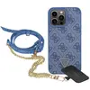Image de Guess Coque pour iPhone 15 Pro avec Motif 4G et Logo Triangulaire en Métal Bleu
