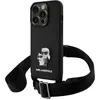 Image de Karl Lagerfeld Coque pour iPhone 15 Pro avec Bandoulière Ajustable Ultra Élégant Noir