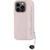 Image de Karl Lagerfeld Coque pour iPhone 15 Pro Édition Saffiano Rhinestone Charm avec Pendentif Rose