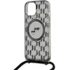 Image de Karl Lagerfeld Coque MagSafe iPhone 15 avec Bandoulière IML Monogram Crossbody Élégant Noir transparent